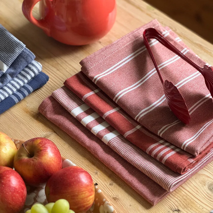 Recycled Kitchen Towel Recycling, 4-Assorted, Rust/White