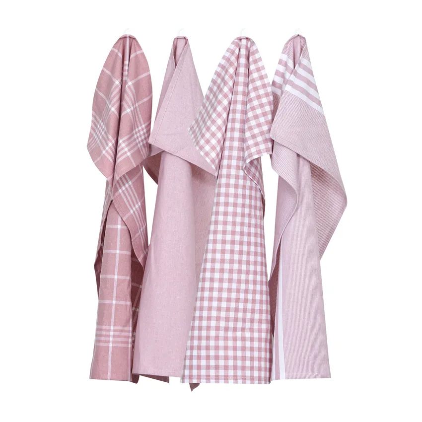 Recycled Kitchen Towel Recycling, 4-Assorted, Light Pink/White