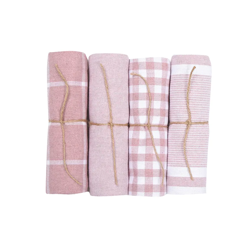 Recycled Kitchen Towel Recycling, 4-Assorted, Light Pink/White