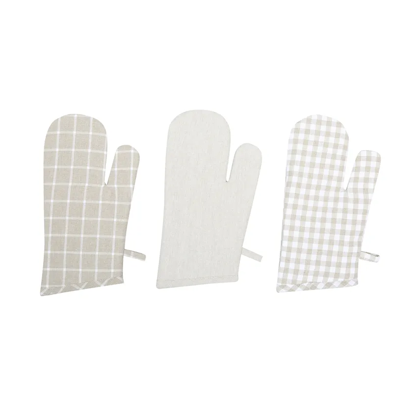 Recycled Oven Glove Recycling, 3-Assorted, Linen/White