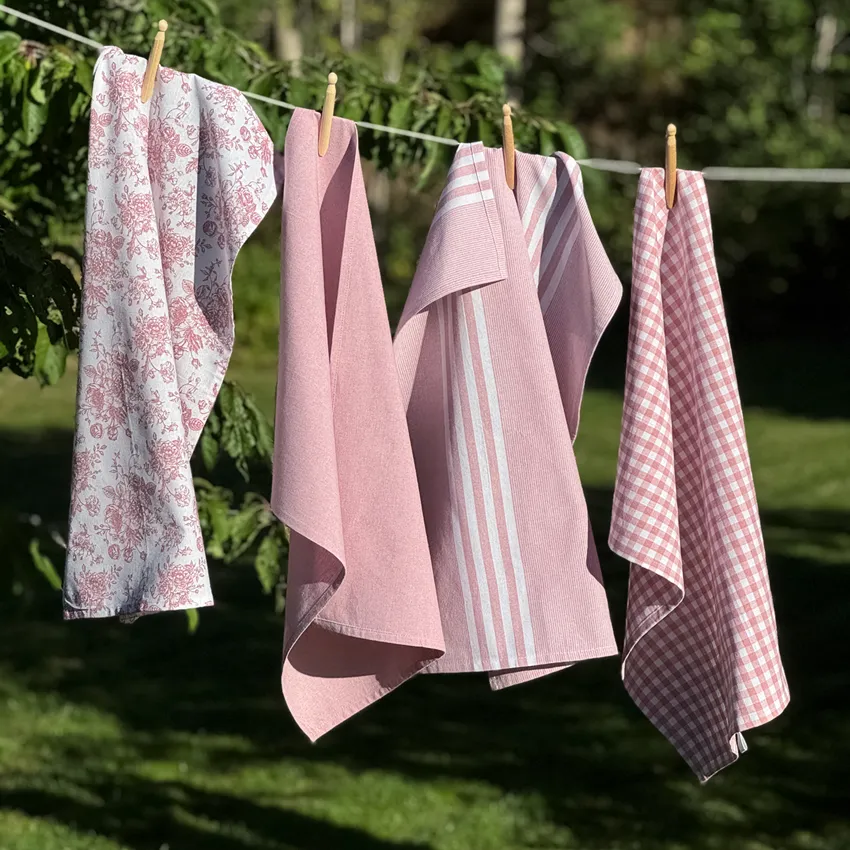 Recycled Kitchen Towel Recycling Linnea, 4-Assorted, White/Light Pink