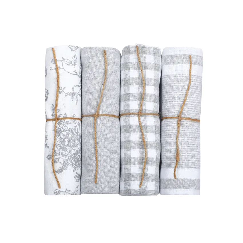 Recycled Kitchen Towel Recycling Linnea, 4-Assorted, White/Light Grey