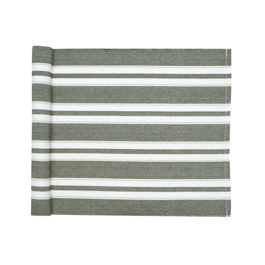 Recycled Table Runners Elise, Olive Green/Beige