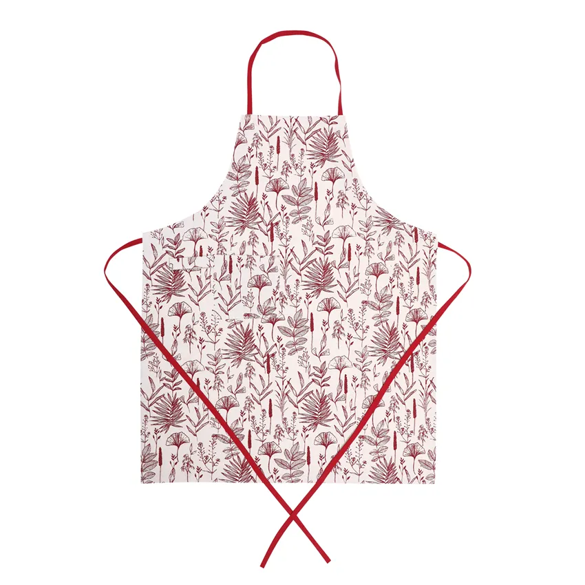 Recycled Apron Ralf, Linen/Dark Red