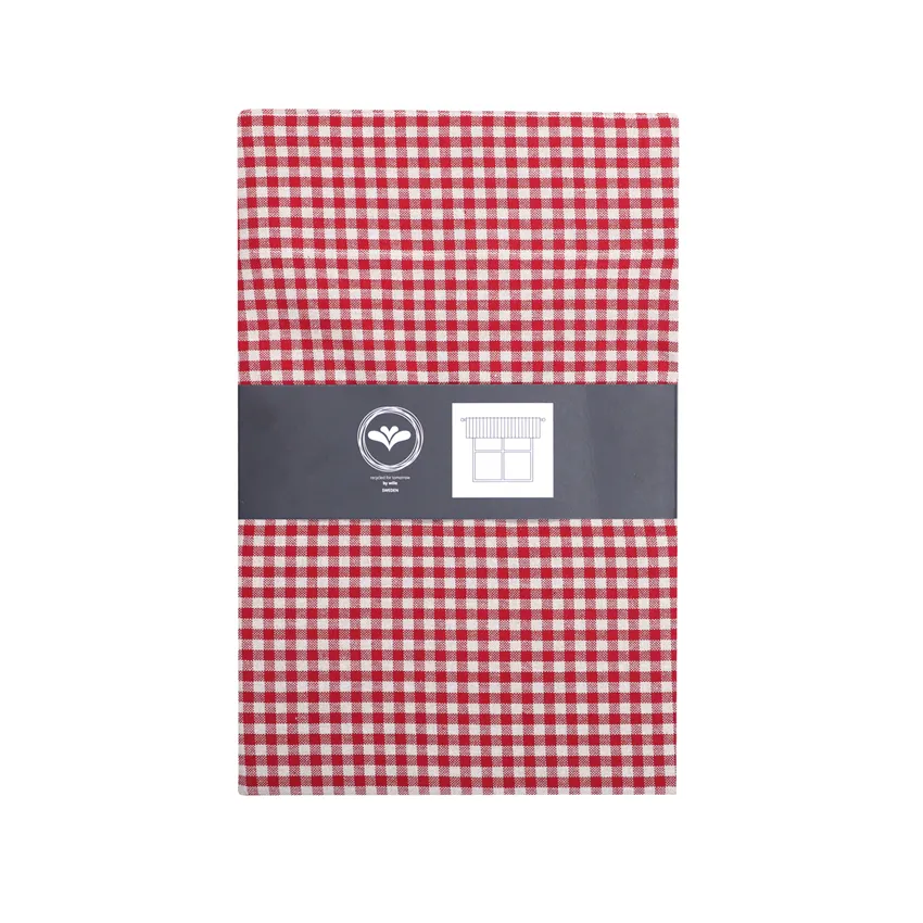 Recycled Valance Curtain Madicken, Dark Red/Linen