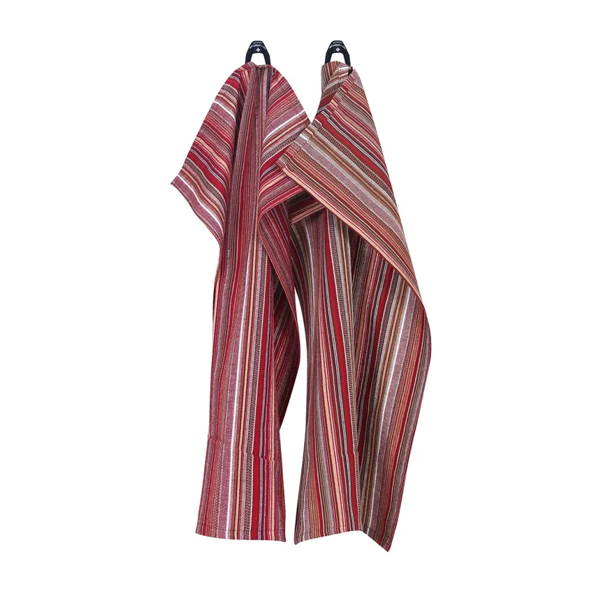 Recycled Kitchen Towel Goa, 2-Assorted, Dark Red Multi