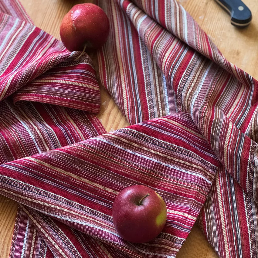 Recycled Kitchen Towel Goa, 2-Assorted, Dark Red Multi