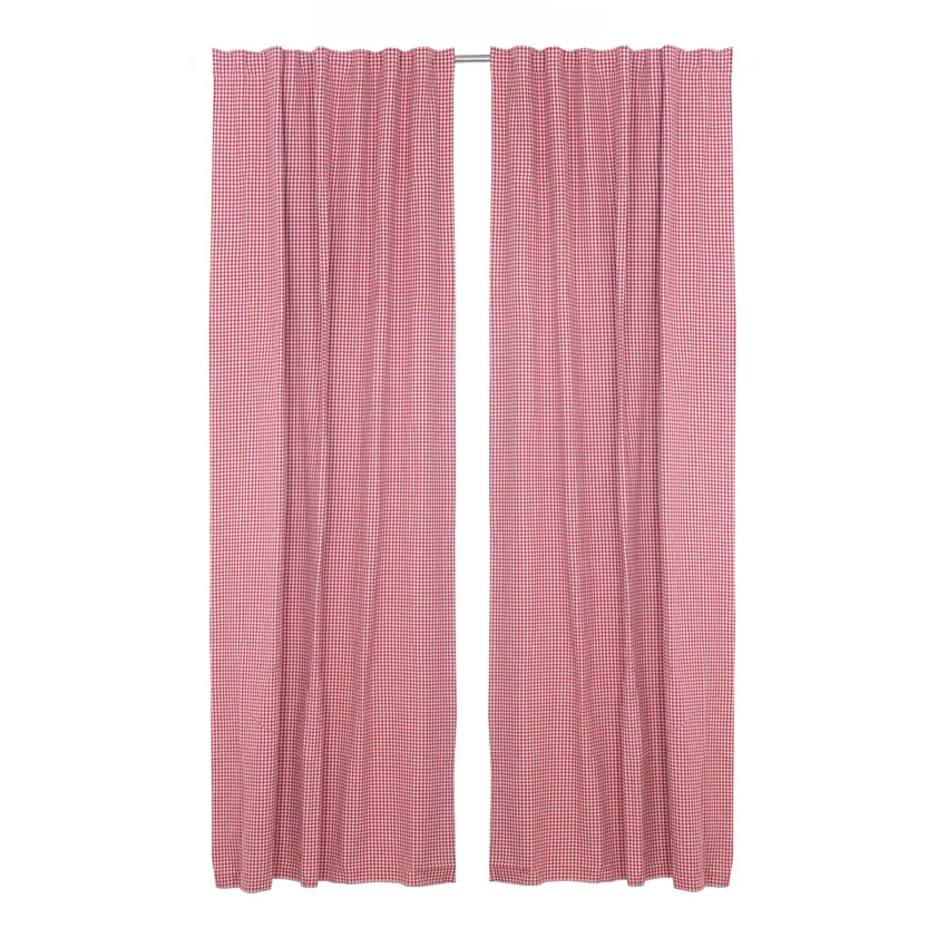 Recycled Curtain Panel 2-pack Madicken, Dark Red/Linen