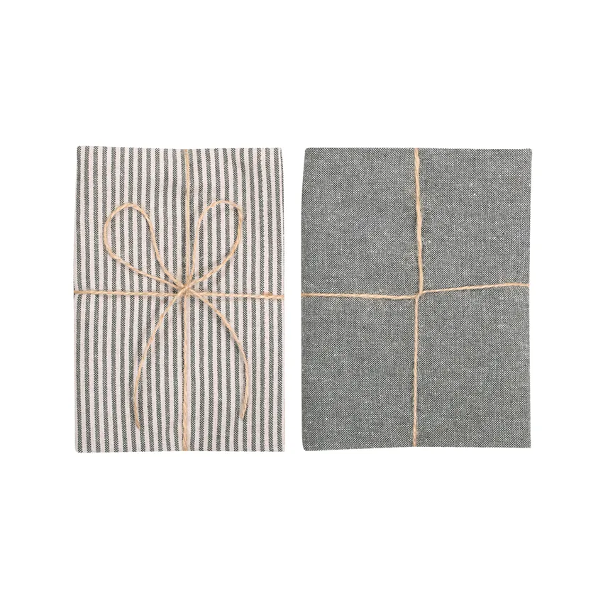 Recycled Kitchen Towel 2-pack Bosse, Olive Green/Linen