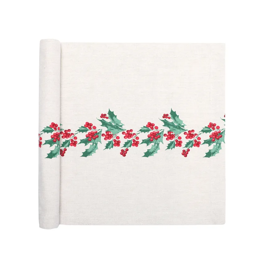 Recycled Table Runners Julia, Linen/White
