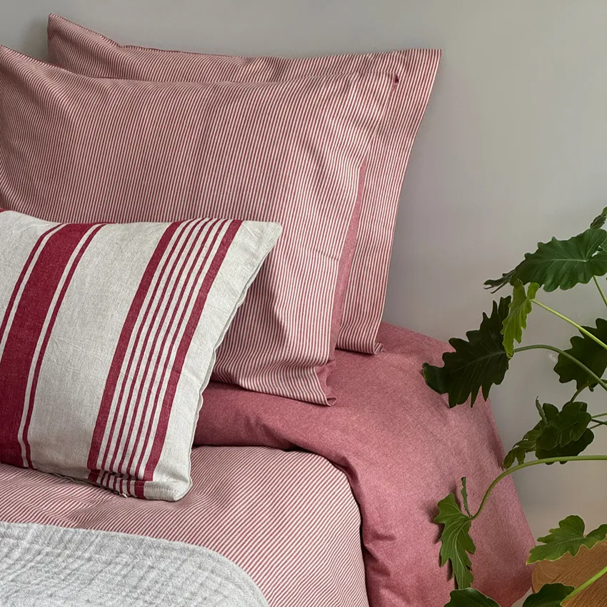 King-size Duvet Cover Sets 3-piece Runmarö, Dark Red/Linen