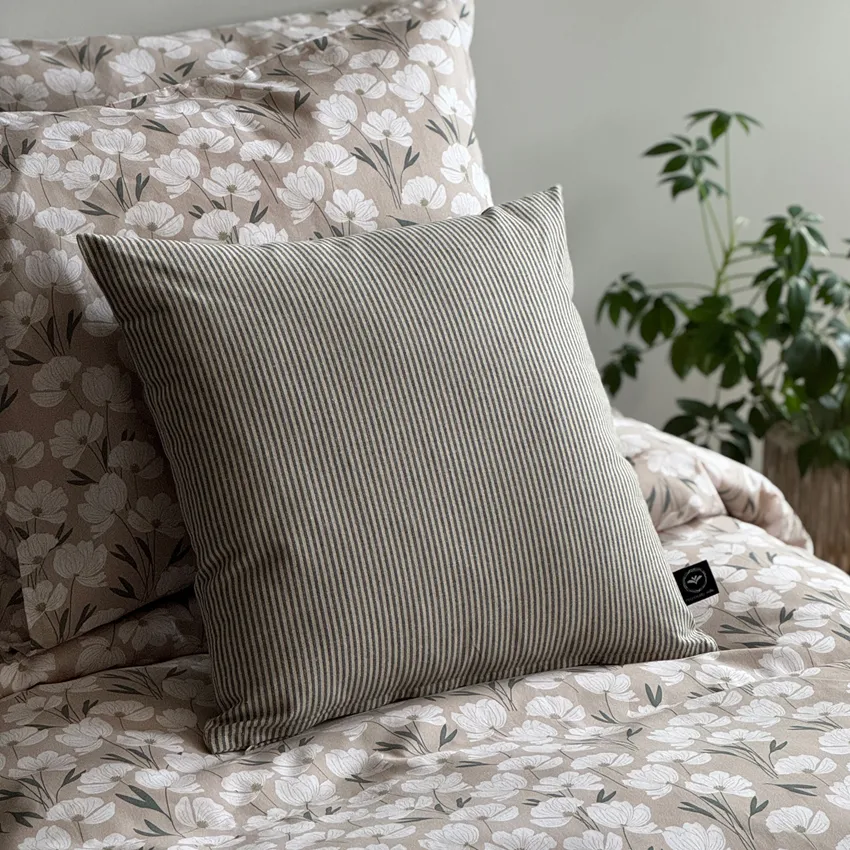 Recycled Cushion Covers Bosse, Olive Green/Linen