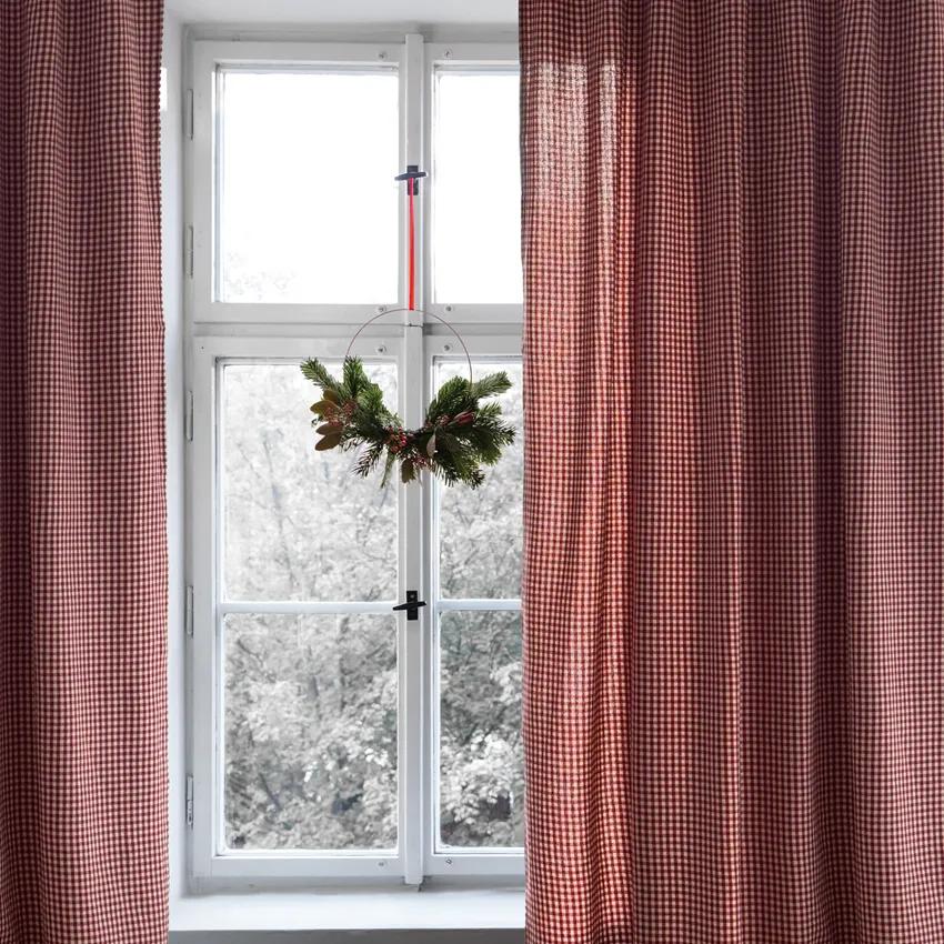 Recycled Curtain Panel 2-pack Madicken, Dark Red/Linen