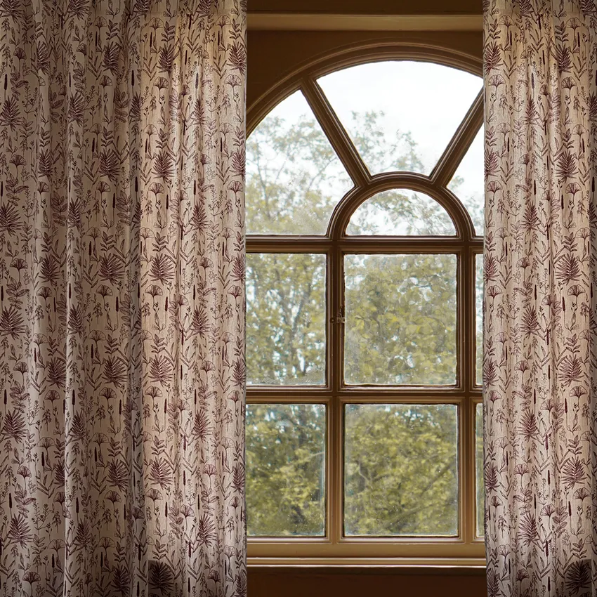 Recycled Curtain Panel 2-pack Ralf, Linen/Dark Red