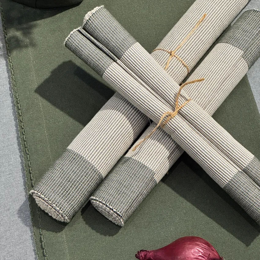 Recycled Placemat 2-pack Poppy, Olive Green/Linen