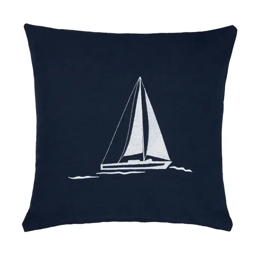 Recycled Cushion Covers Sailboat, Navy Blue