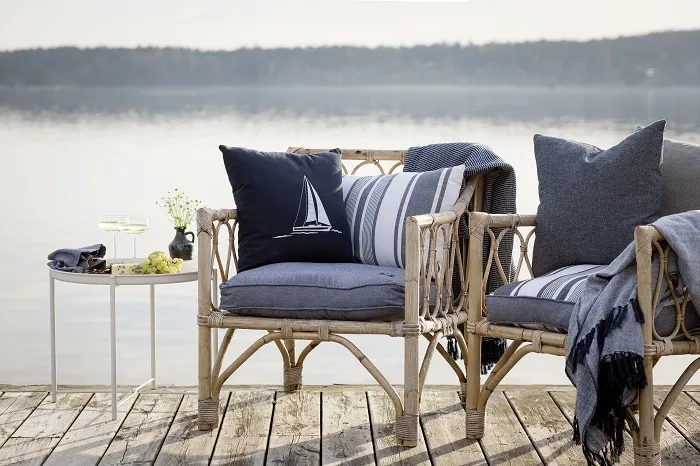 Recycled Cushion Covers Sailboat, Navy Blue
