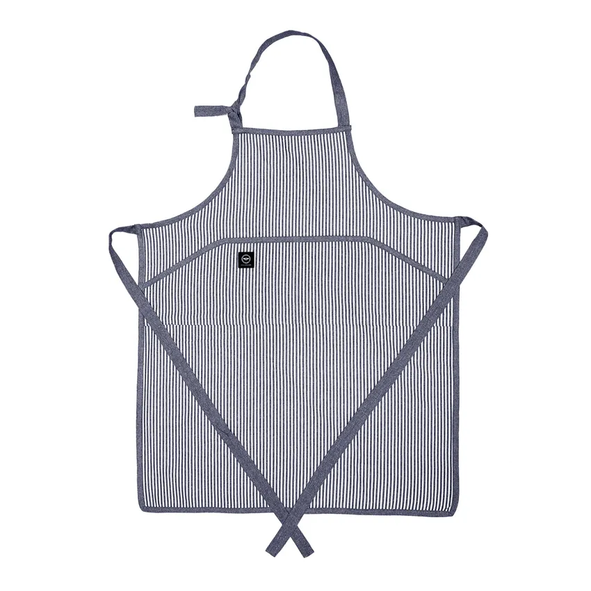 Recycled Apron Stina, Navy Blue/White