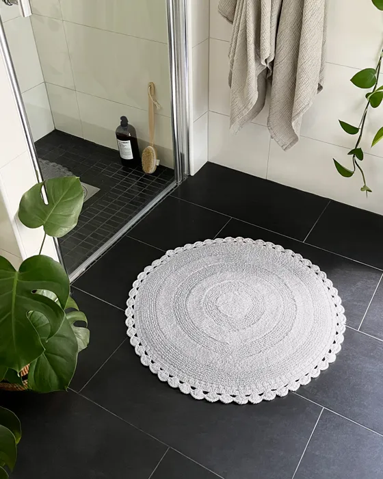 Round Bath Mat Rimini, White