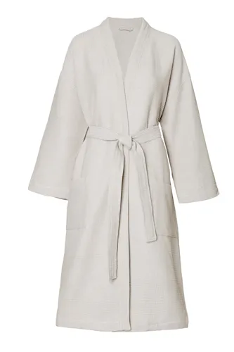 Organic Bathrobe Ekholmen, Sand/White