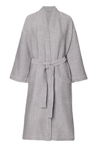 Organic Bathrobe Ekholmen, Grey/White