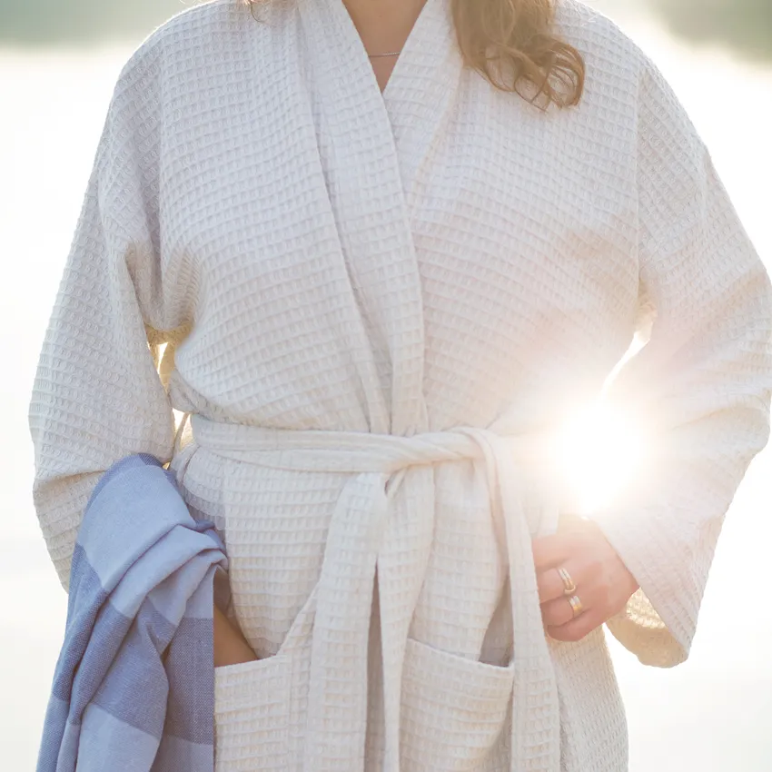 Recycled Bathrobe Wilma, Beige/Silver