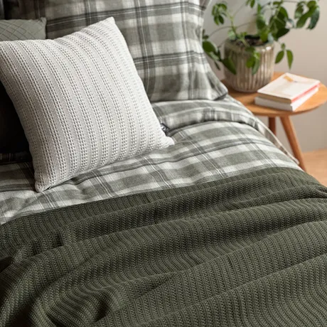 Recycled Bedspread Rasmus, Dark Green