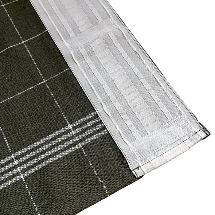 Recycled Curtain Valance Astrid, Olive Green/White