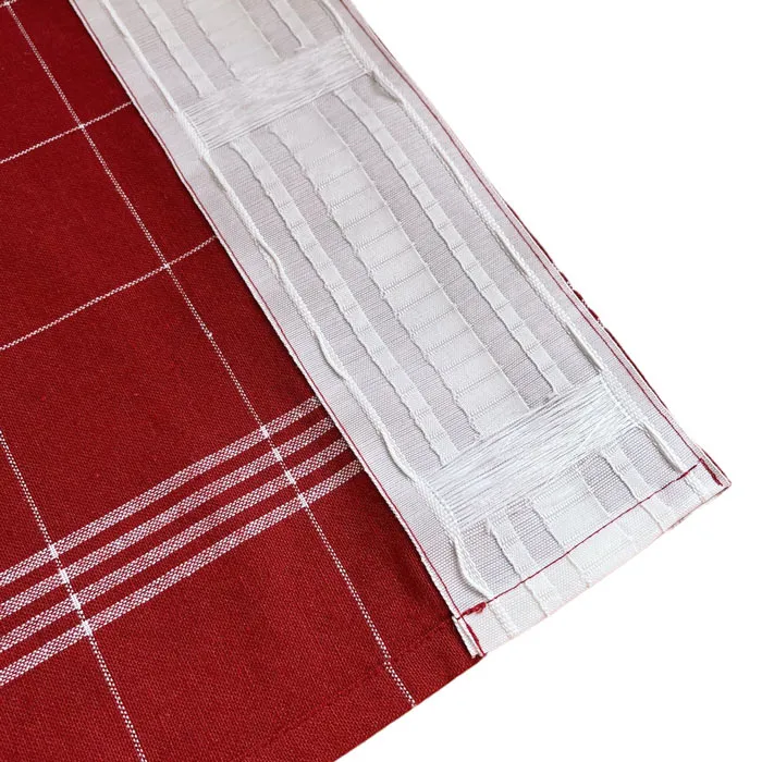 Recycled Curtain Panel 2-pack Astrid, Dark Red/White