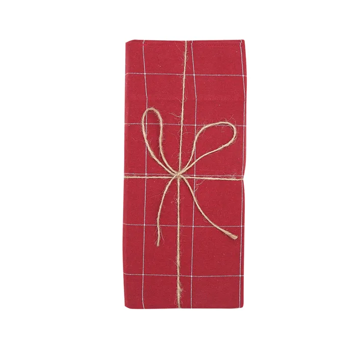 Recycled Curtain Panel 2-pack Astrid, Dark Red/White
