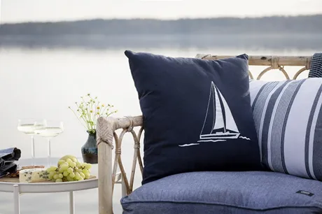 Recycled Cushion Cover Segelbåt, Navy Blue