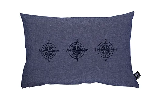 Recycled Cushion Cover Kompass, Navy Blue/White