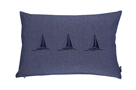 Recycled Cushion Cover Segelbåt, Navy Blue/White