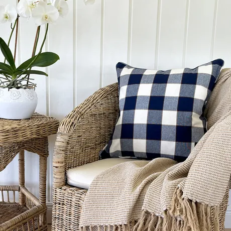 Recycled Cushion Cover Ted, Navy Blue/Beige