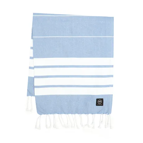 Recycled Bath Sheet Hamam Alma, Light Blue/White