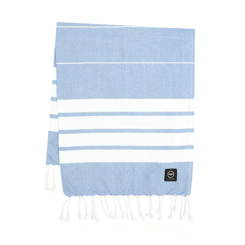 Recycled Bath Sheet Hamam Alma, Light Blue/White