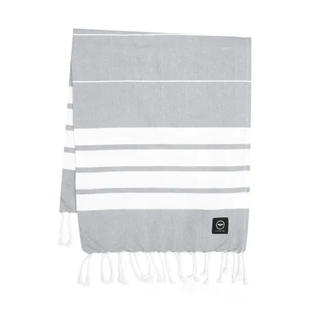 Recycled Bath Sheet Hamam Alma, Light Grey/White