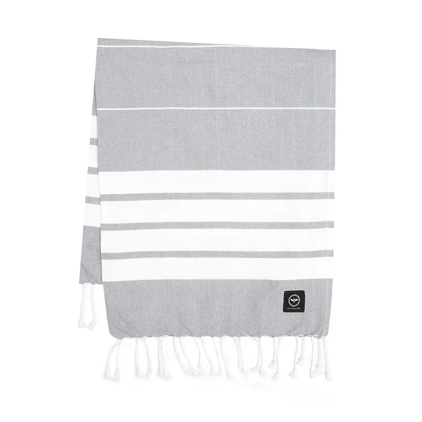 Recycled Bath Sheet Hamam Alma, Light Grey/White