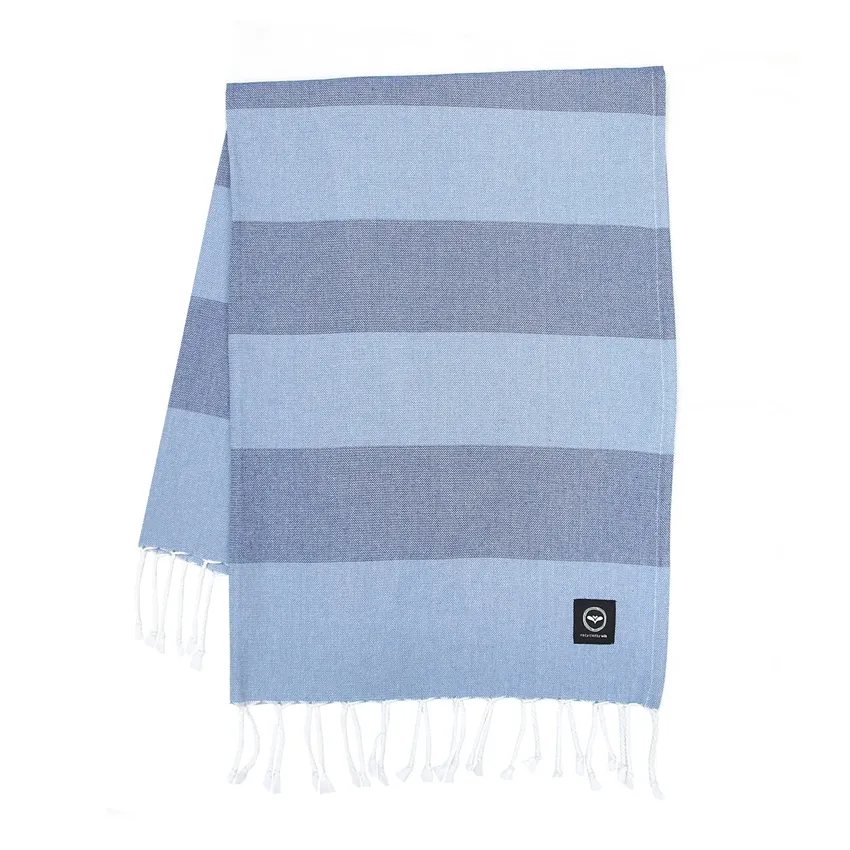 Recycled Bath Sheet Hamam Kochi, Blue/Dark Blue