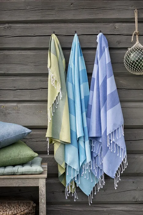 Recycled Bath Sheet Hamam Kochi, Aqua/blue