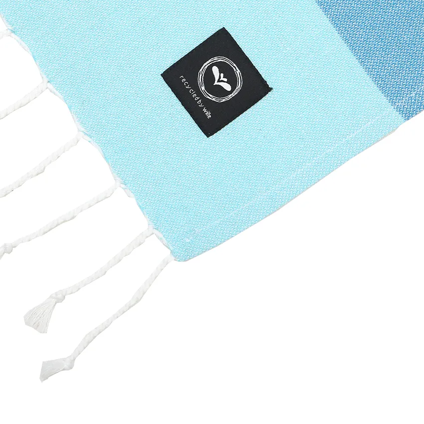 Recycled Bath Sheet Hamam Kochi, Aqua/blue