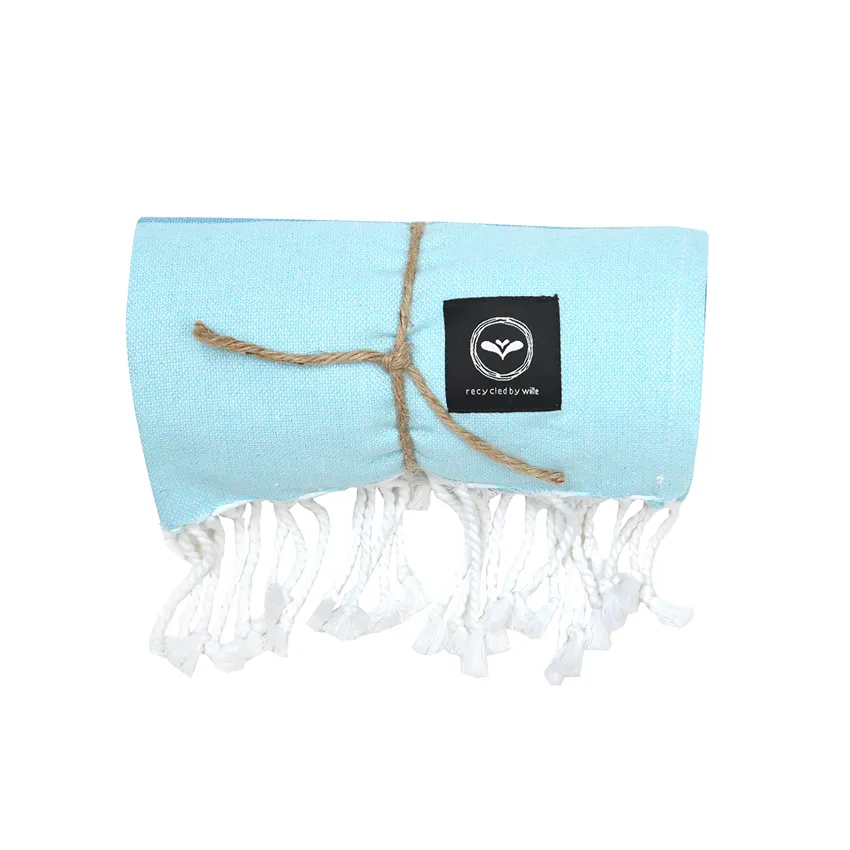 Recycled Bath Sheet Hamam Kochi, Aqua/blue