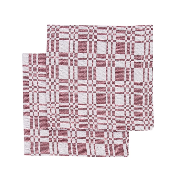 Recycled Napkin 2-pack Lilly, Dark Red/Beige