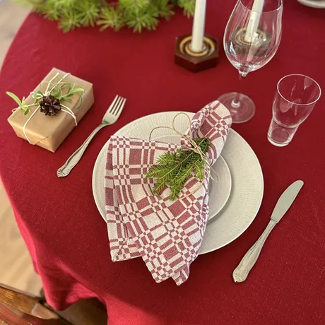 Recycled Napkin 2-pack Lilly, Dark Red/Beige