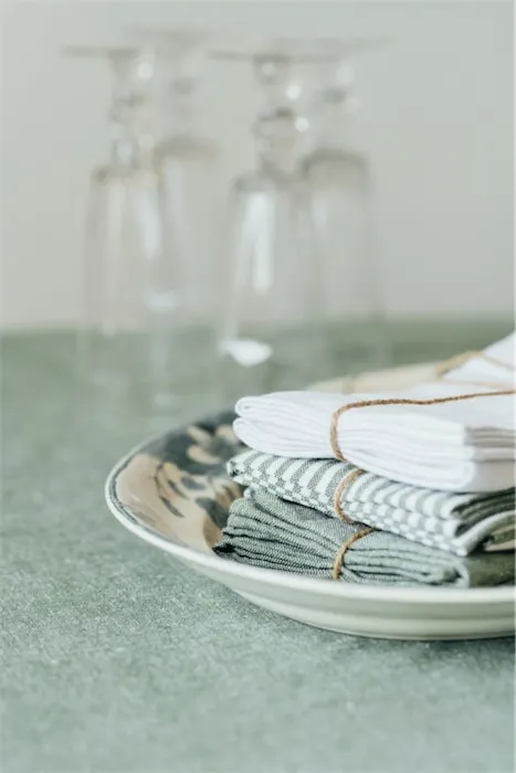 Recycled Napkin 2-pack Stina, Green/White