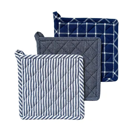 Recycled Pot Holder Recycling, 3-assorted, Blue/White