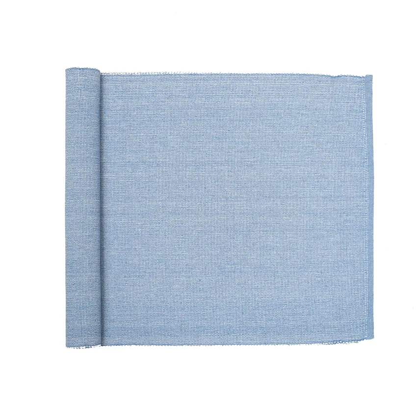 Recycled Table Runner Elin, Light Blue/White