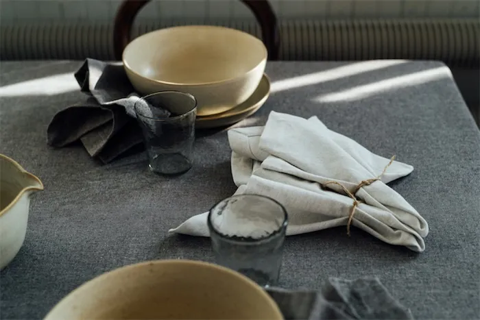 Recycled Wipeable Tablecloth Hedvig, Light Brown/Beige