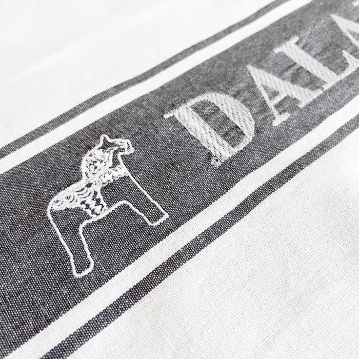 Tea Towel Dalarna, Dark Grey/White