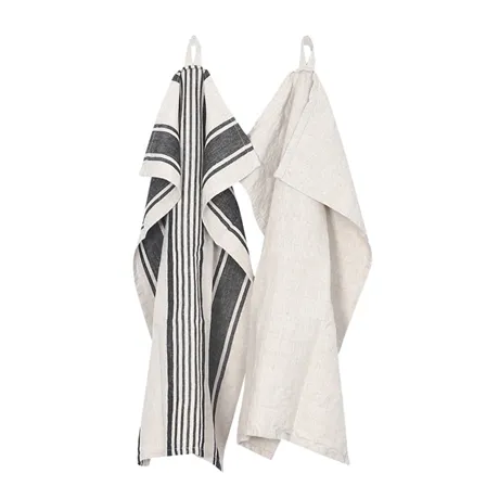 Tea Towel 2-pack Lukas, Black/Linen
